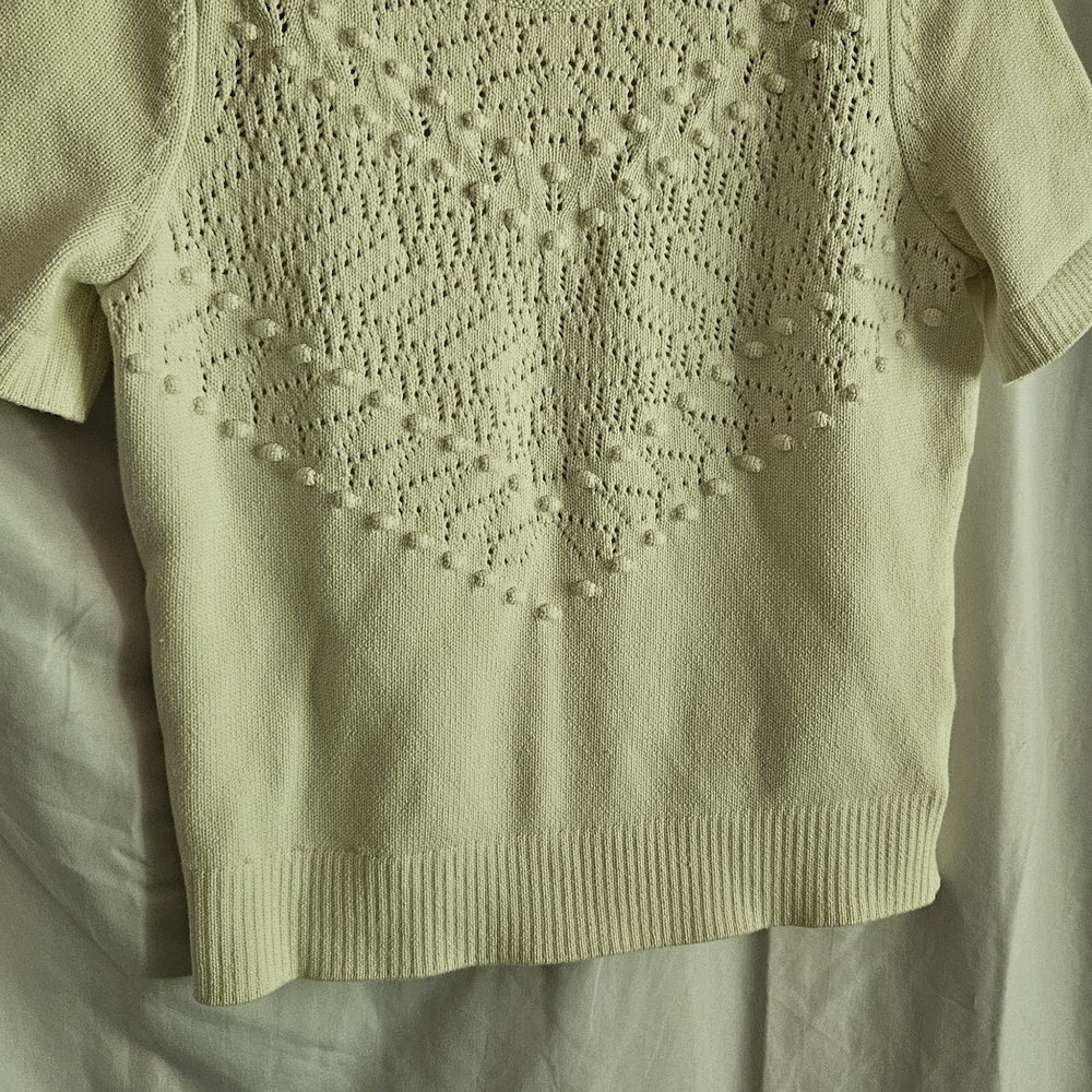 Talbots Cream Short Sleeve Knit Sweater